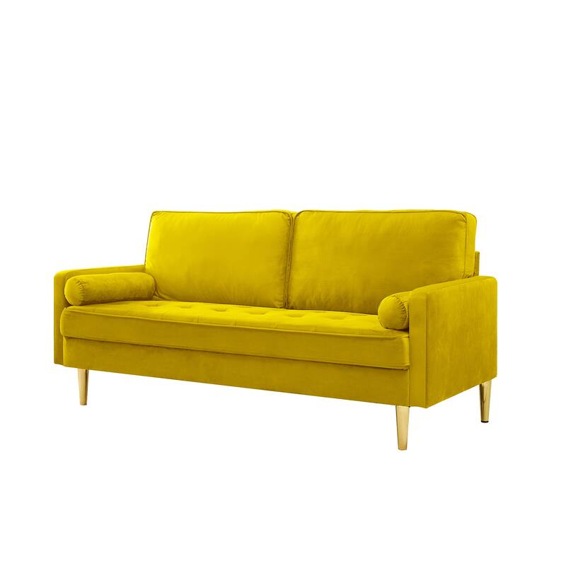 Yellow 67" Velvet Loveseat Sofa with Foam Cushions Bed Bath & Beyond